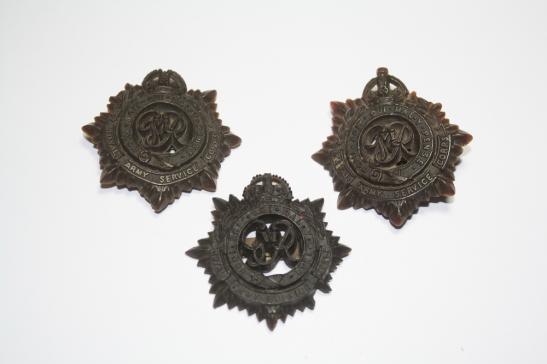 Royal Army Service  Corps X 3 WW2 Economy Plastic Cap Badge