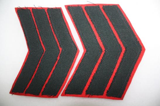 Black on Red Sergeant Chevrons large Black Chevron Pair New