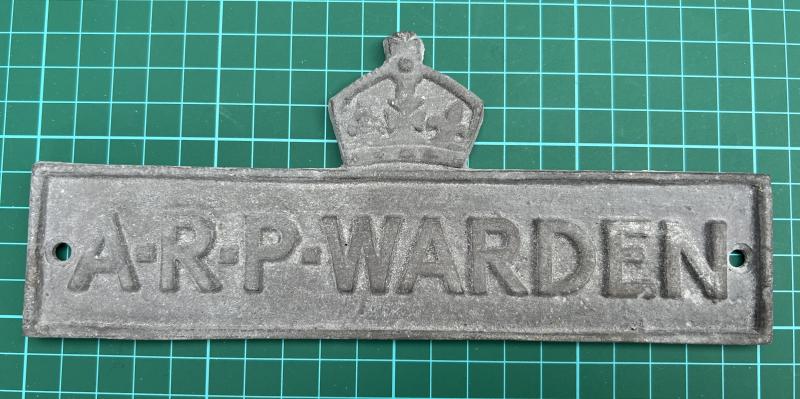 ARP WARDEN Metal Door Sign (Civil Defence)