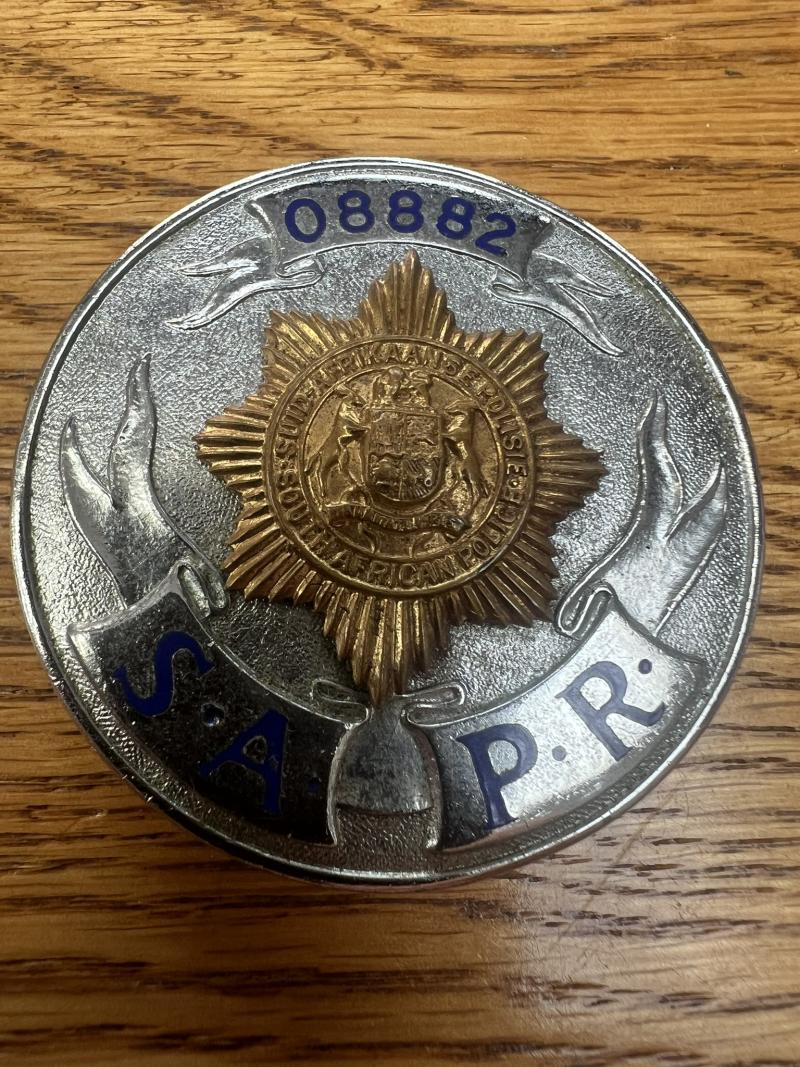 South Africa Police Reserve Badge Numbered 08882