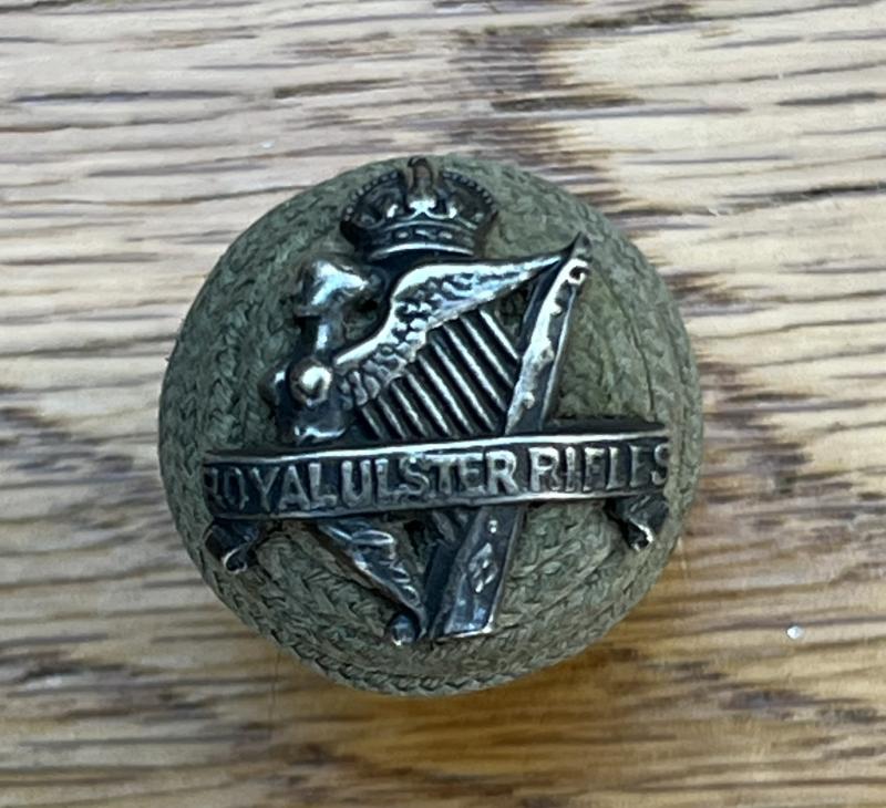 Royal Ulster Rifles Officers Green Cord Cap Boss Badge Kings Crown