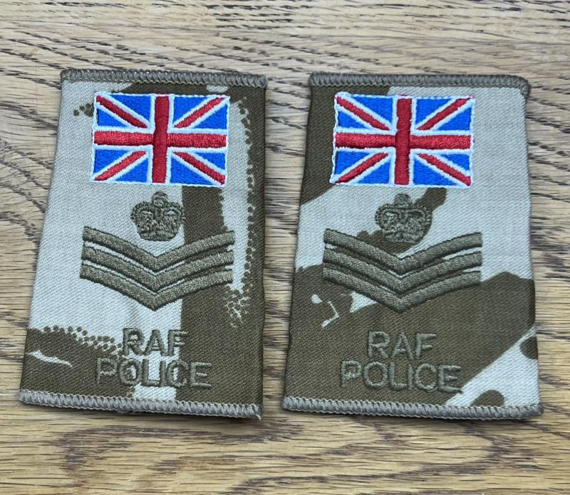 RAF Police Flight Sergeant Rank Slides Pair Desert