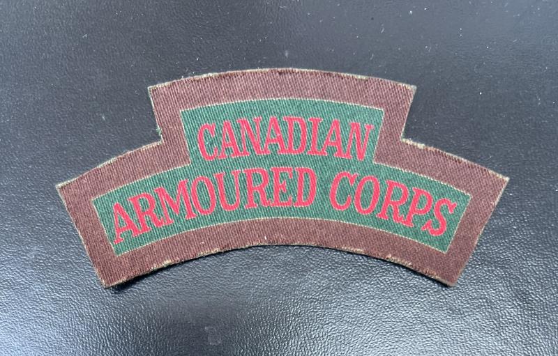 WW2 Canadian Armoured Corps Printed Canvas Shoulder Title