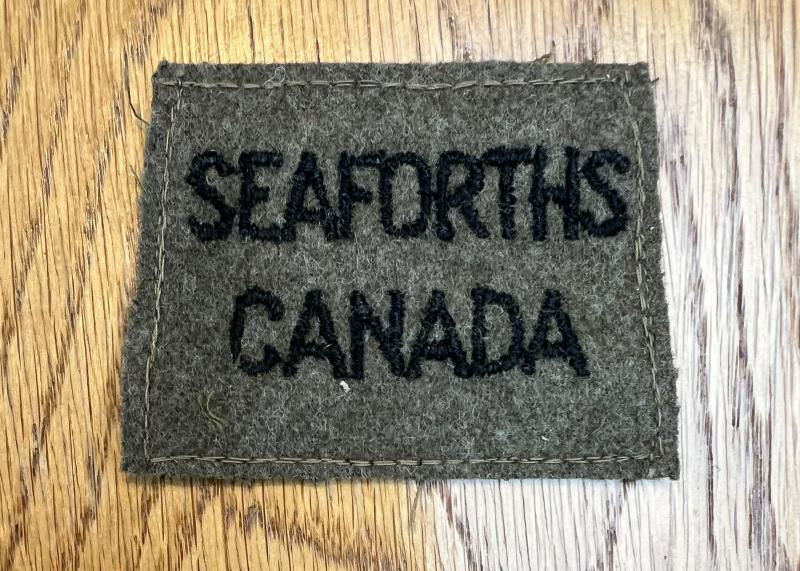 Canadian Seaforths Canada Slip on Title WW2