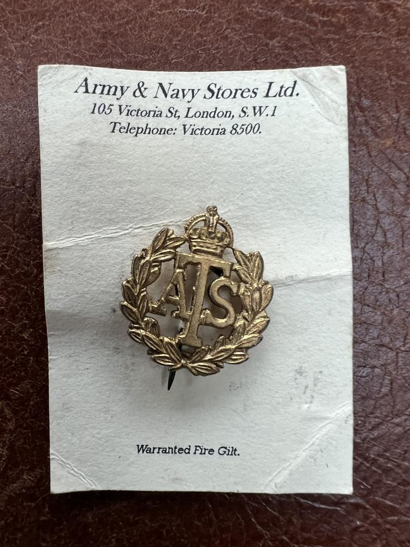 Auxiliary Territorial Service ATS Gilt Sweetheart Broach