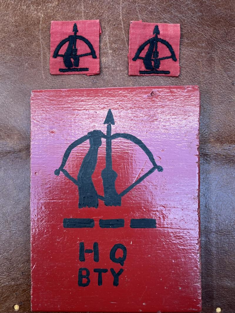 Anti-Aircraft Command 1st Pattern  Matched Pair + Wooden Plaque HQ Battery